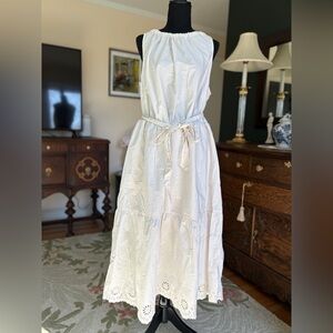 Ava & Viv White Eyelet Midi Lace Hem Dress – Cottagecore Prairie Style | XXL